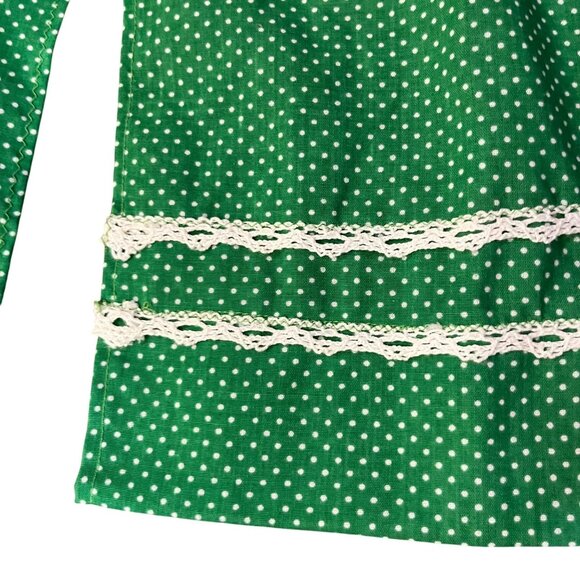 Handmade Green Polka Dot Apple Half Kitchen Apron Used - Picture 5 of 9